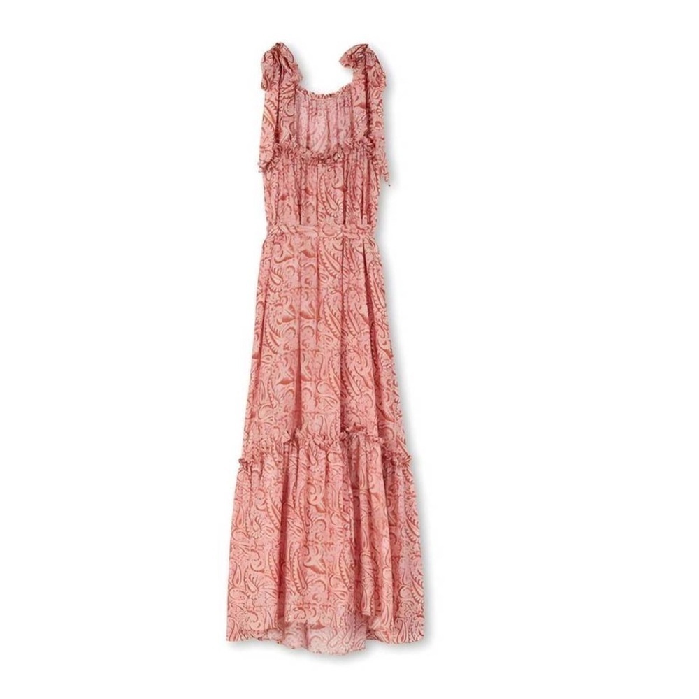 Hannah Artwear Elara Aubrie Maxi Dress Size 0 NWT 100% Silk Pink Paisley Boho - Picture 9 of 13